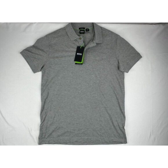 NWT Boss Hugo Boss Men's Gray Regular Fit Stretch Cotton Blend Polo Shirt Size L - Picture 1 of 10